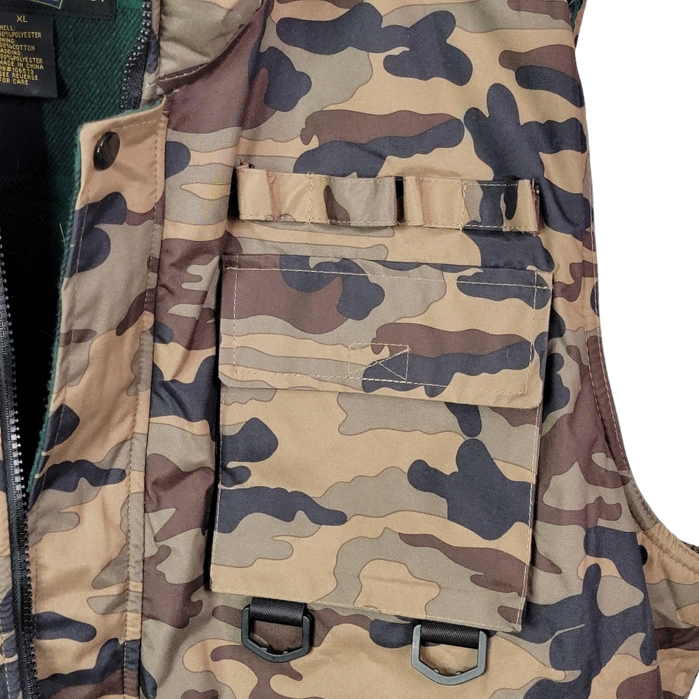Oscar Vintage Camo Camouflage Plaid Lined Hunting Cargo Survival Outdoor Vest XL - Picture 7 of 14